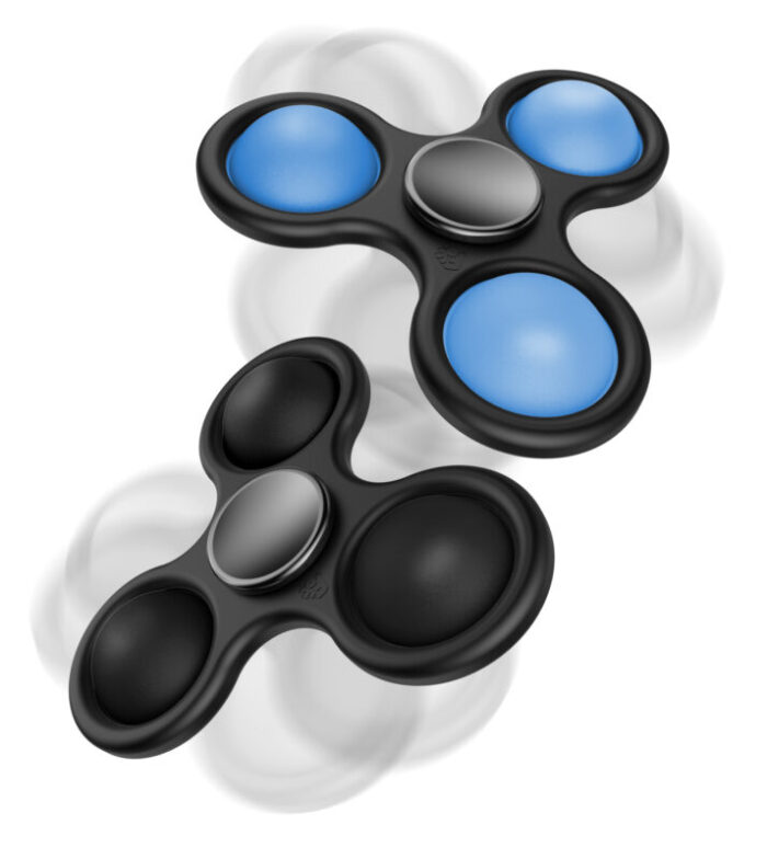 2 Pack Fidget Spinner Pop It Toy Black Blue 2 FG20104