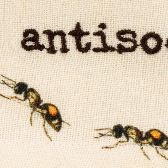 Antisocial Ant Dish Cloth Towel Cotten Linen Novelty Tea Towel Embroidered Text 18 x 28 4