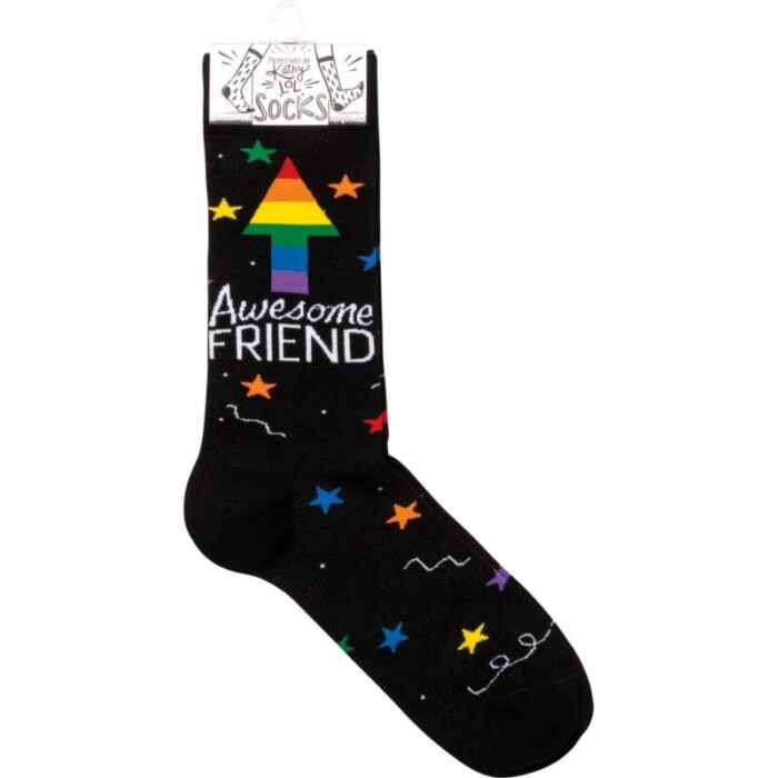 Awesome Friend Stars Patterned Socks Black Colorful Funny Novelty Socks 2