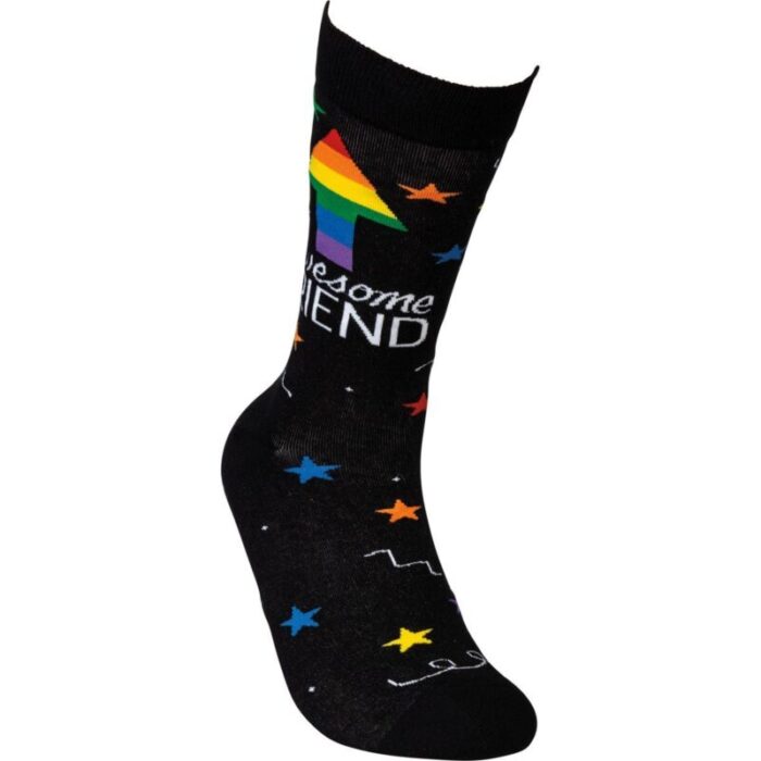 Awesome Friend Stars Patterned Socks Black Colorful Funny Novelty Socks 3