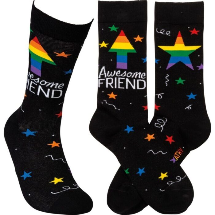 Awesome Friend Stars Patterned Socks Black Colorful Funny Novelty Socks 4