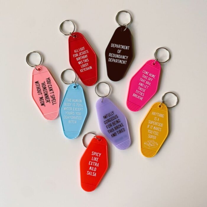 Awfully Gorgeous for Being this Broke and Tired Motel Style Keychain in Translucent Violet 6