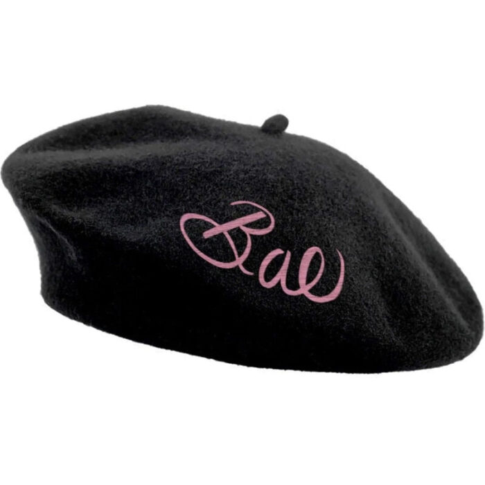 Bae Embroidered Beret in Black 2