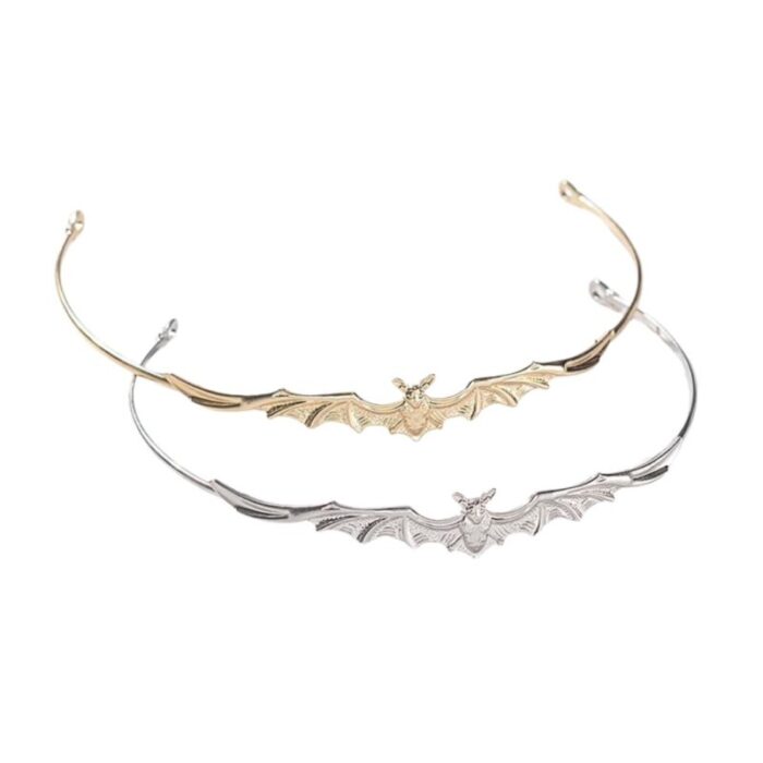 Bat Power Headband Tiara in Silver or Gold Spooky Headwear Accessory Halloween Goth Hairpiece