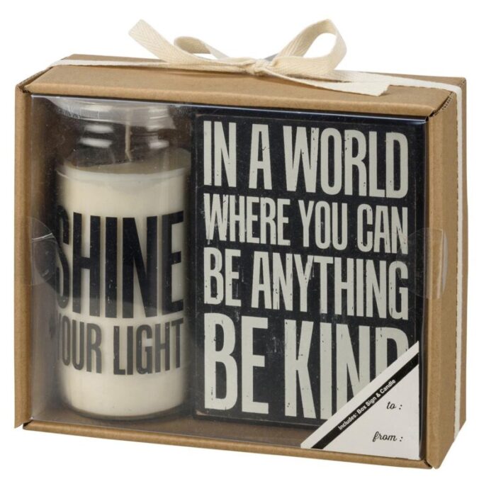 Be Kind Box Sign And Candle Giftable Set Inspirational