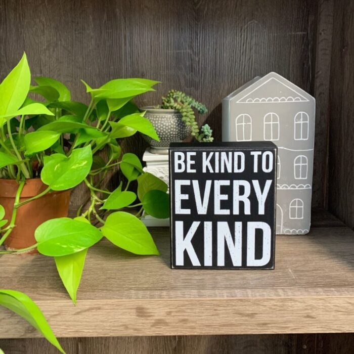 Be Kind To Every Kind Classic Black And White Box Sign FunnyRusticModern Quote Wall Art LivingDiningBedroom Cute Farmhouse Decor 3