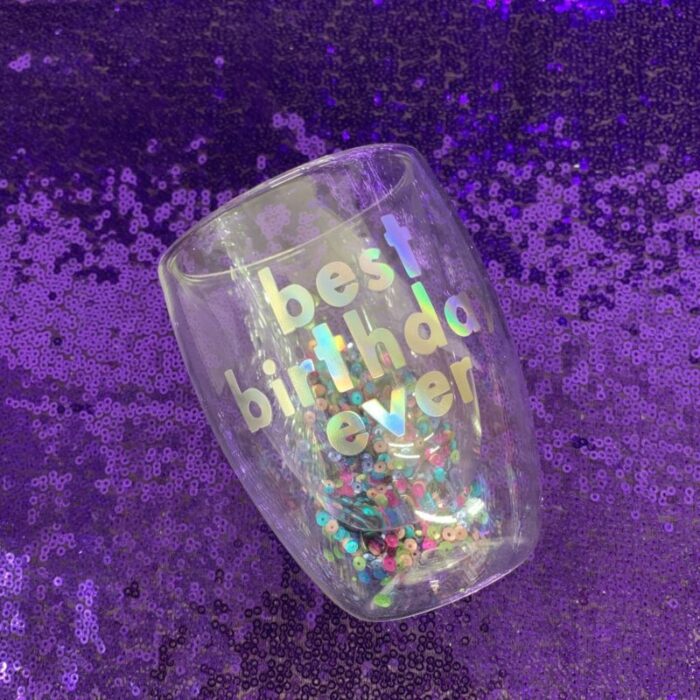 Best Birthday Ever Double Wall Stemless Glass With Sequins Inside ab7e64f4 7363 4e7f 9dc1 4cc369d19337