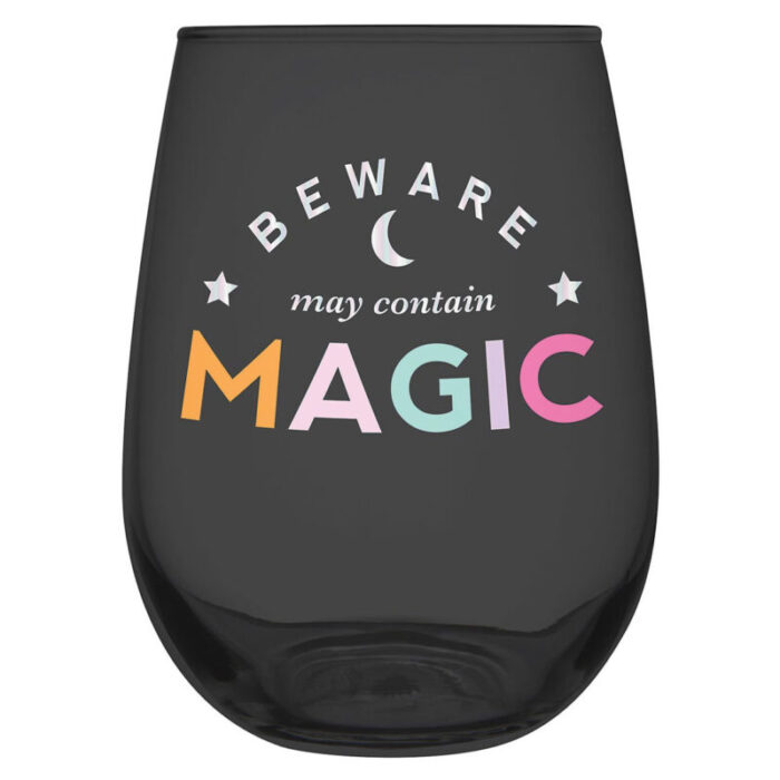 Beware of Magic Stemless Wine Glass in Black 20 Oz 2