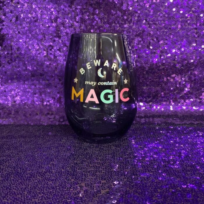 Beware of Magic Stemless Wine Glass in Black 20 Oz 5