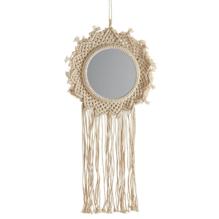 Bohemian Style Hanging Mirror Wall Hanging Macrame Decor 12 2 x 25 2 2 a6f171d2 9bff 459a 97fb afba4a5d859e