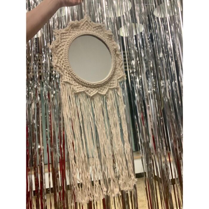 Bohemian Style Hanging Mirror Wall Hanging Macrame Decor 12 2 x 25 2 4