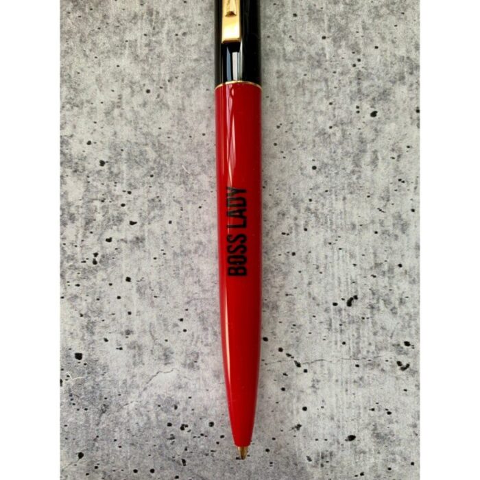 Boss Lady Two Tone Refillable Pen in Cherry Red and Black 3