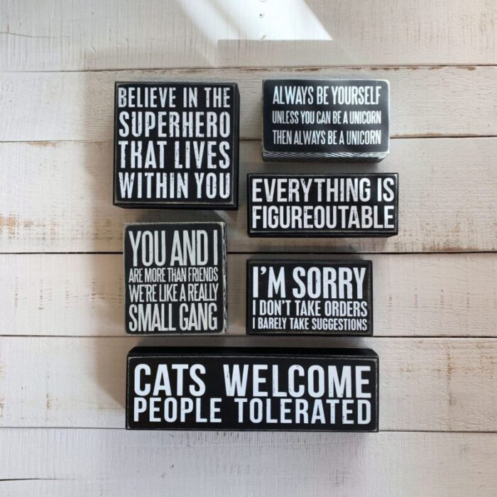 Cats Welcome Wooden Box Sign FunnyRusticModern Quote Wall Art LivingDiningBedroom Cute Farmhouse Decor 4