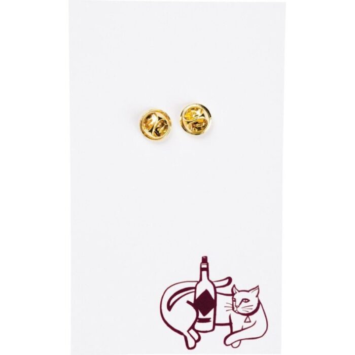 Cats and Wine Make Everything Fine Enamel Pin in Purplish Red and Gold 3