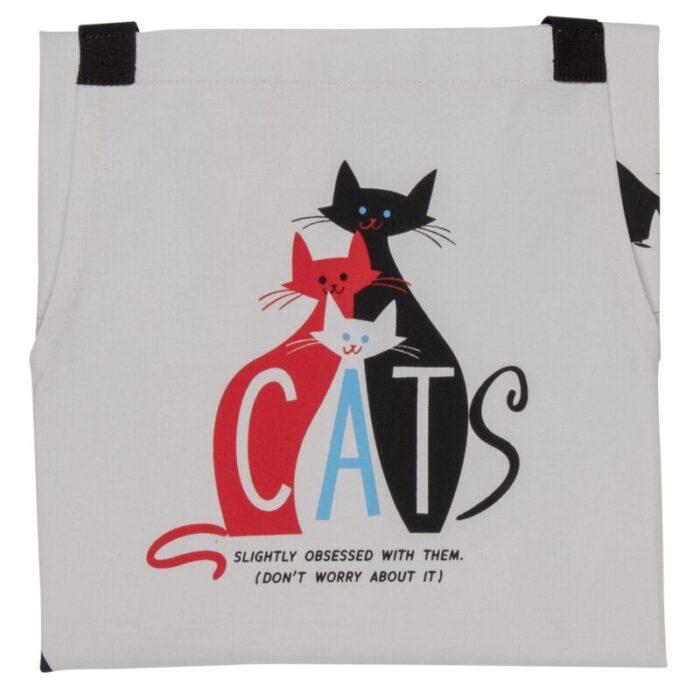 Cats Slightly Obsessed With Them Funny Cooking and BBQ Apron Unisex 2 Pockets Adjustable Strap 100 Cotton BlueQ at GetBullish 3