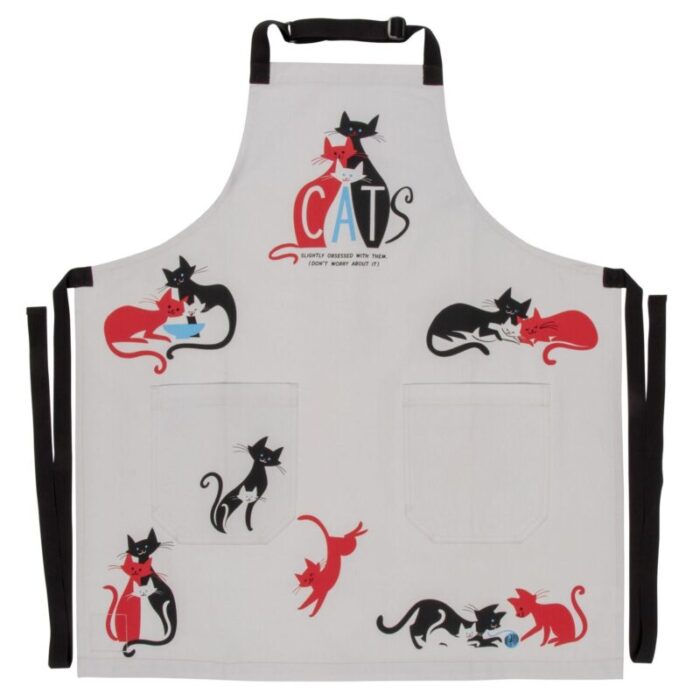 Cats Slightly Obsessed With Them Funny Cooking and BBQ Apron Unisex 2 Pockets Adjustable Strap 100 Cotton BlueQ at GetBullish