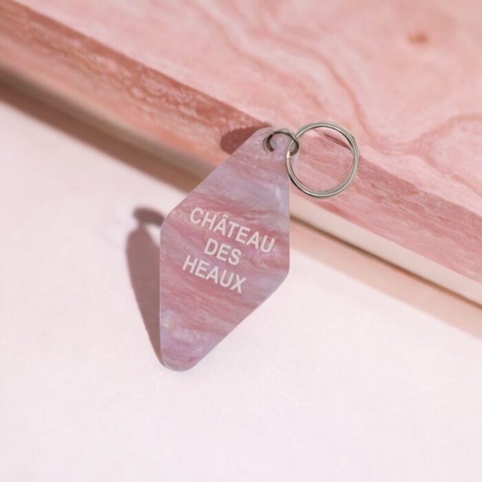 Chateau Des Heaux Motel Style Keychain in Crystal Pink 2