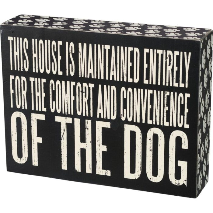 Comfort Dog Box Sign Black And White Wooden Box Decor 7 50 x 5 75 2