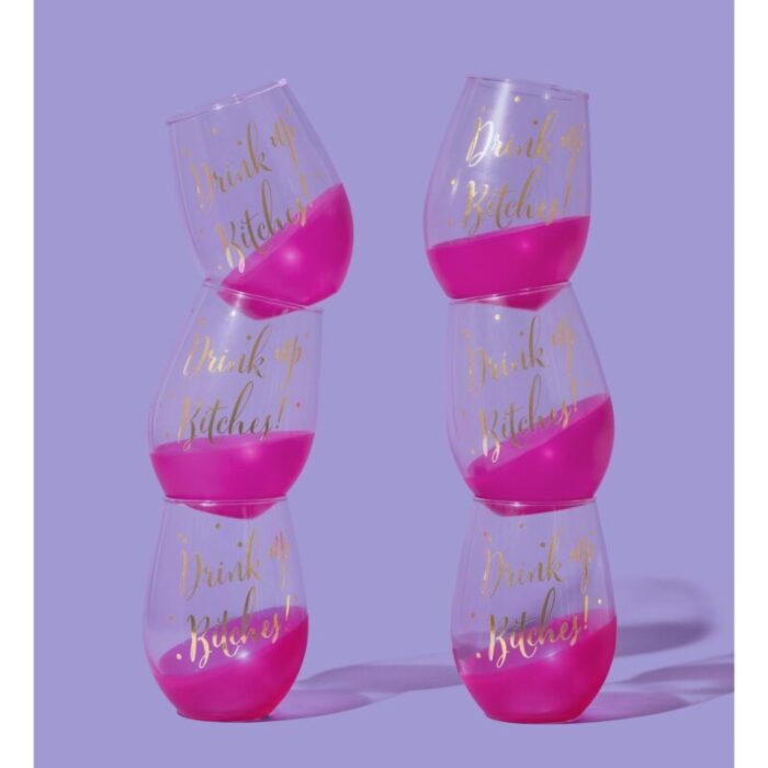 Drink Up Bitches 20 oz Stemless Wine Glass 2