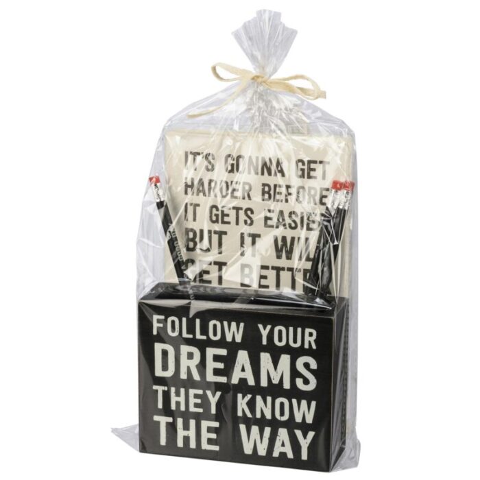 Follow Your Dreams Stationery Set Giftable Notebooks Pencils Pen Holder