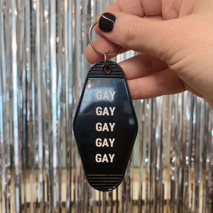 GAY GAY GAY GAY GAY Motel Style Keychain in Black 2