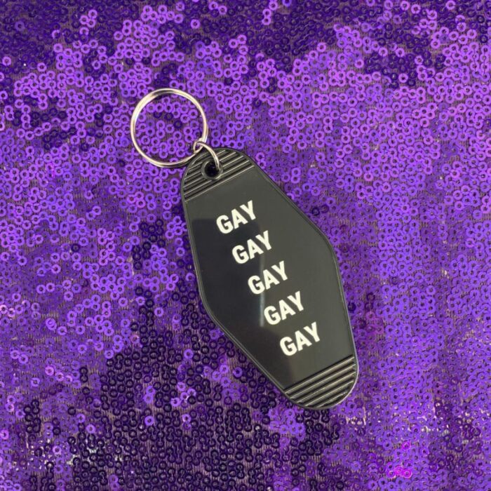 GAY GAY GAY GAY GAY Motel Style Keychain in Black 3