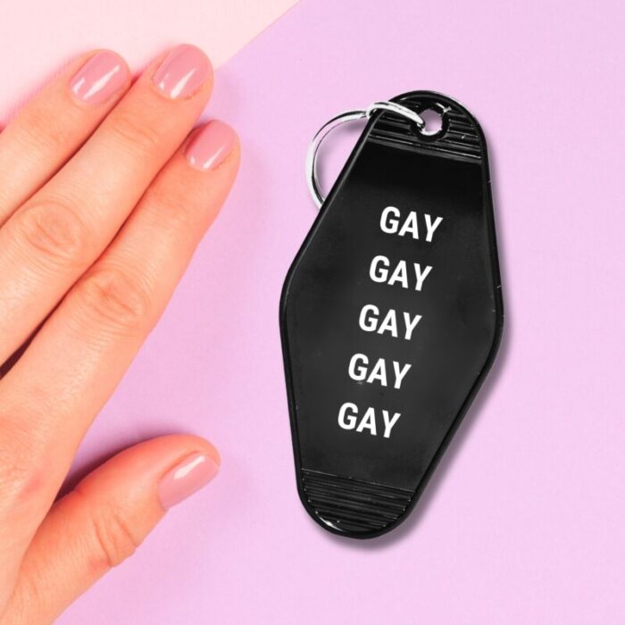 GAY GAY GAY GAY GAY Motel Style Keychain in Black