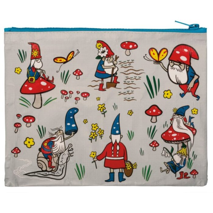 Gnomes Recycled Material CuteCoolUnique Zipper PouchBagClutchCosmetic Bag 9 5 x 7 3