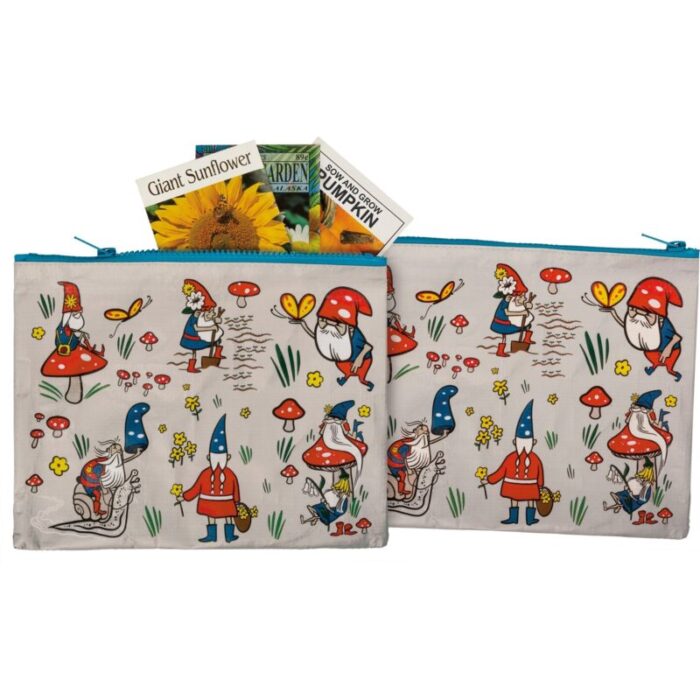 Gnomes Recycled Material CuteCoolUnique Zipper PouchBagClutchCosmetic Bag 9 5 x 7 4