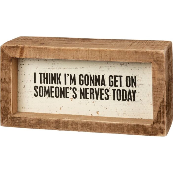 I Think Im Gonna Get On Someones Nerves Today Wooden Inset Box Sign Rustic Farmhouse 3