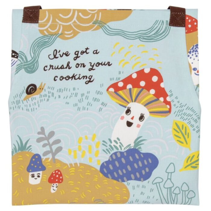 Ive Got A Crush On Your Cooking Funny BlueQ Cooking and BBQ Apron Cute Mushroom and Toadstool Motif Unisex 2 Pockets Adjustable Strap 100 Cotton 2