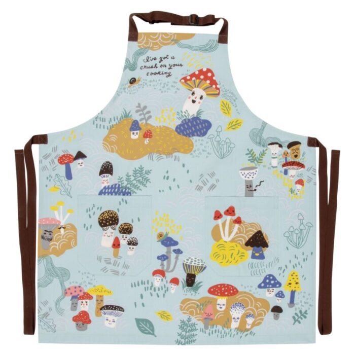 Ive Got A Crush On Your Cooking Funny BlueQ Cooking and BBQ Apron Cute Mushroom and Toadstool Motif Unisex 2 Pockets Adjustable Strap 100 Cotton