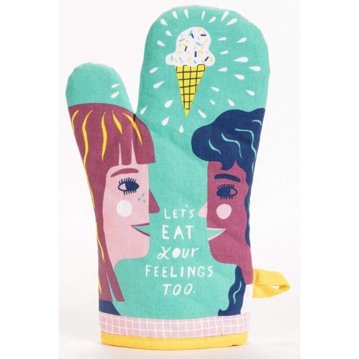 Lets Eat Your Feelings Too Oven Mitt Couple and Ice Cream Motif Kitchen Thermal Single Pot Holder BlueQ at GetBullish 2