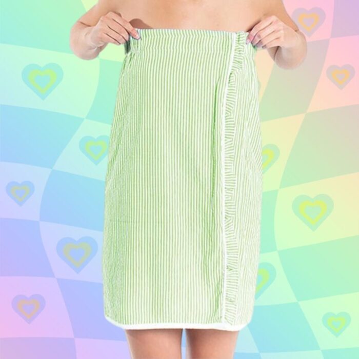 Lime Seersucker Spa Wrap Stripes Bath Body Towel Shower