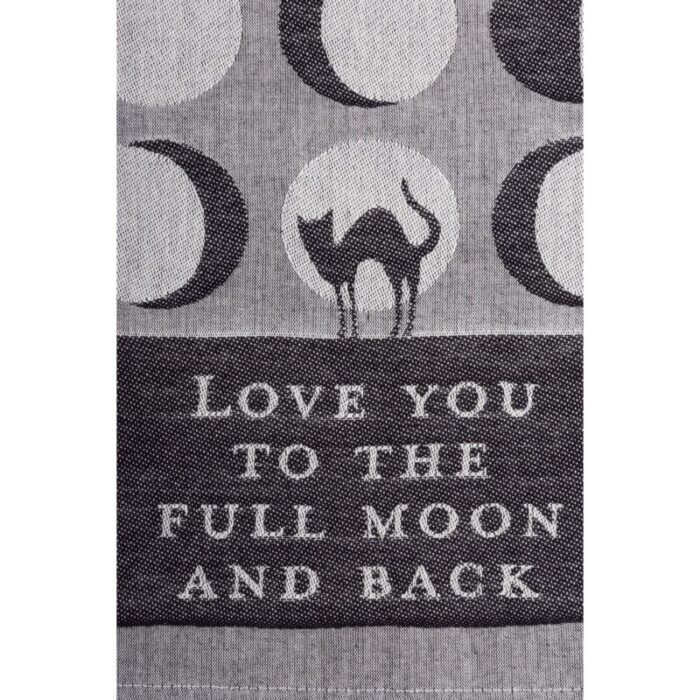 Love You To The Full Moon And Back Kitchen Towel Black Cat Moon Phases 20 x 28 3