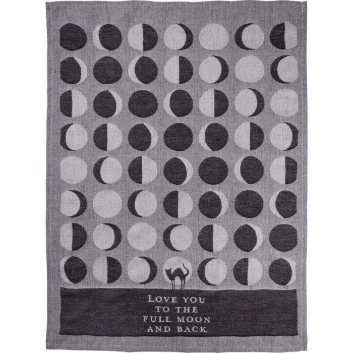 Love You To The Full Moon And Back Kitchen Towel Black Cat Moon Phases 20 x 28 5