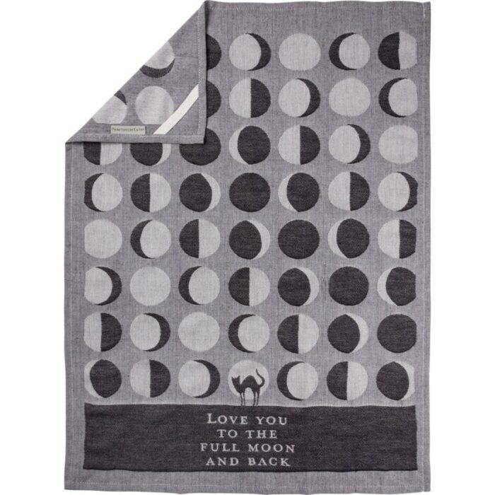 Love You To The Full Moon And Back Kitchen Towel Black Cat Moon Phases 20 x 28