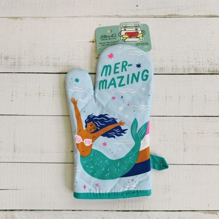 Mer Mazing Oven Mitt with Mermaid Design Kitchen Thermal Single Pot Holder BlueQ at GetBullish 4