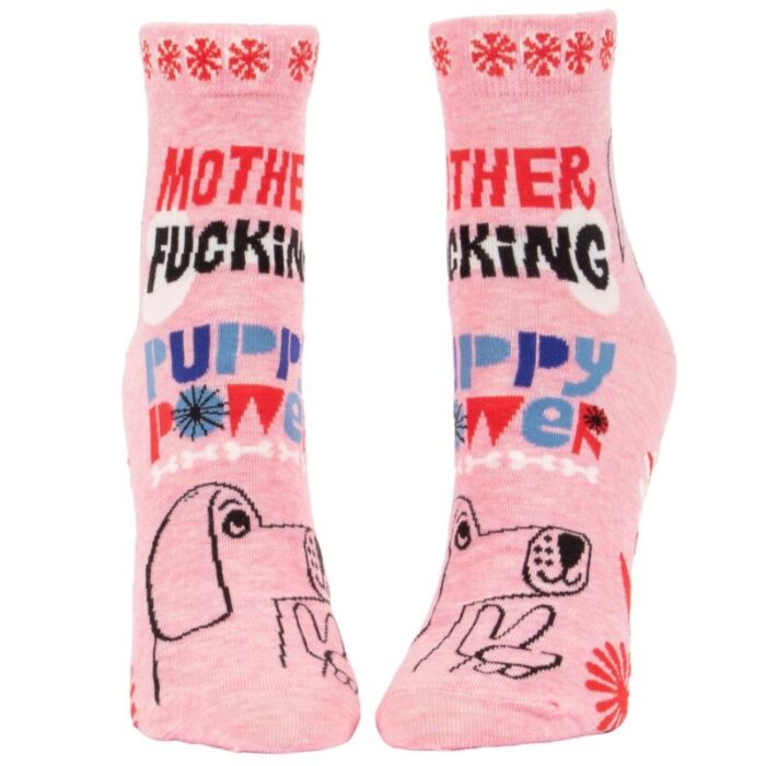 Mother Fucking Puppy Power Womens Ankle Socks BlueQ at GetBullish