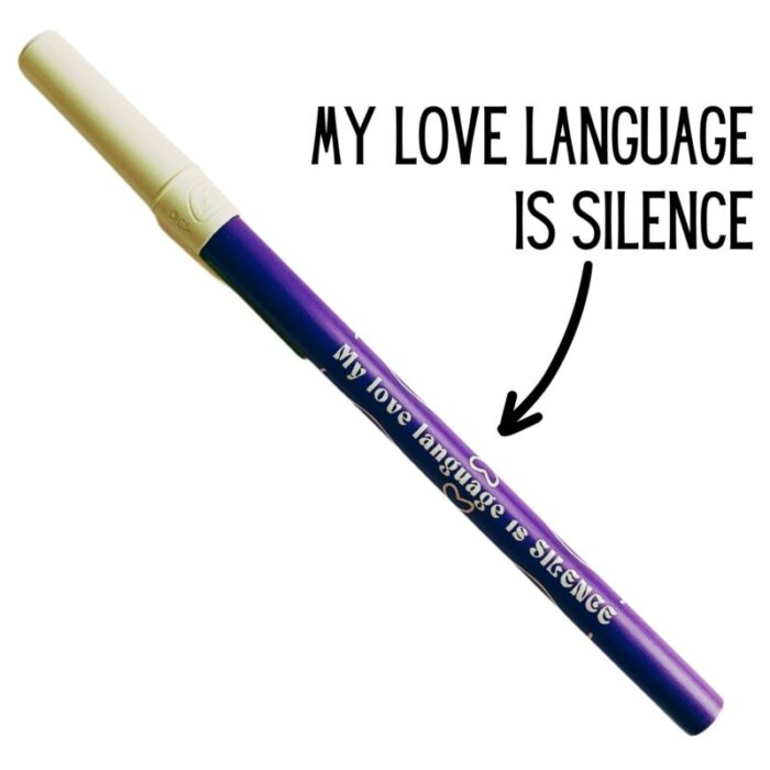 My Love Language Is Silence Ballpoint Pen in Violet Gen Z Aesthetic Blue Ink