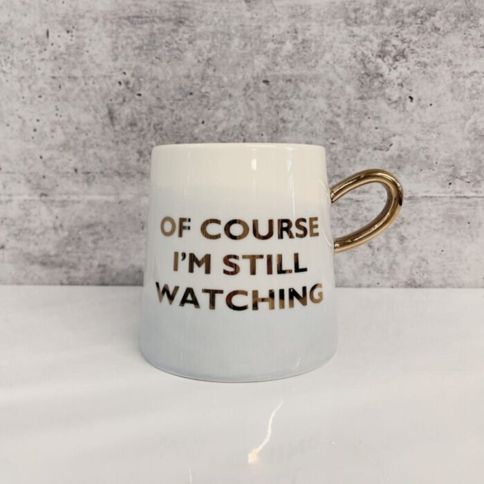 Of Course Im Still Watching Netflix Themed Funny Tapered Mug 11 oz White and Blue Watercolor 36e8c5e9 918e 4ba6 a338 2905474da7f7