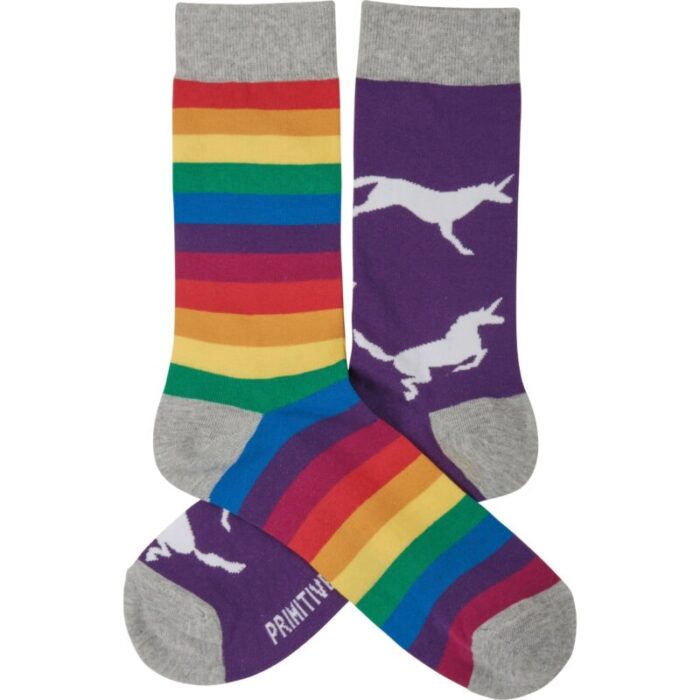 Rainbows And Unicorns Socks Mismatched Designs