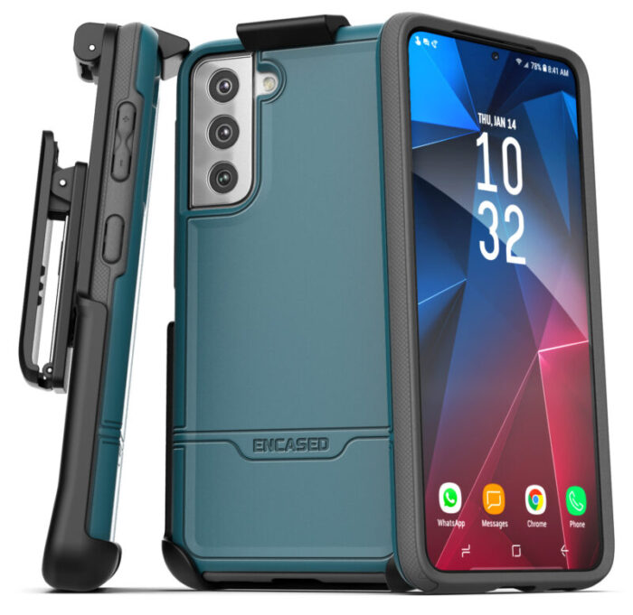 Samsung Galaxy S21 FE Rebel Case With Belt Clip Holster Blue RB172BKHL