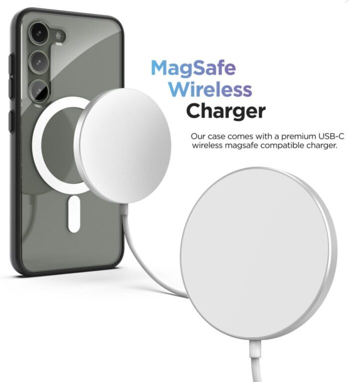 Samsung Galaxy S23 MagSafe Glacier Clear Case with Portable MagSafe Charger MSCB308BKCP 1