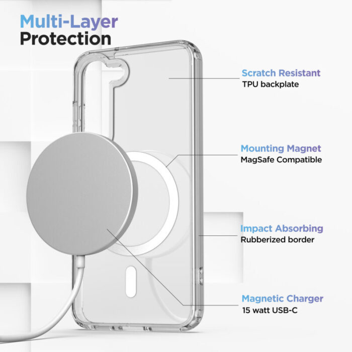 Samsung Galaxy S24 Clear Magsafe Case with Portable MagSafe Charger EMSCB398CP 2