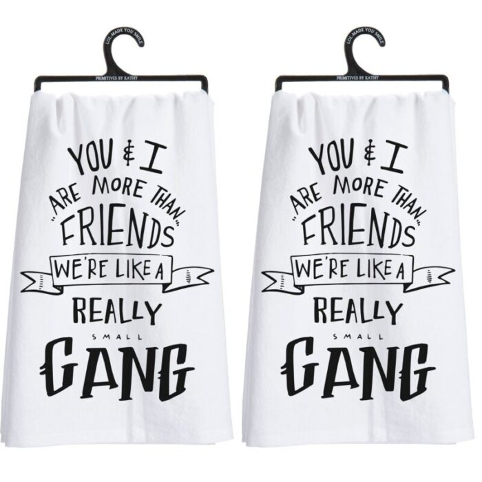 Set of 2 You I Are More Than Friends Were Like a Really Small Gang Funny Snarky Dish Cloth Towel Funny Tea Towel