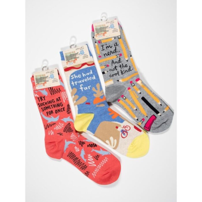 She Had Traveled Far Womens Crew Socks BlueQ at GetBullish 3