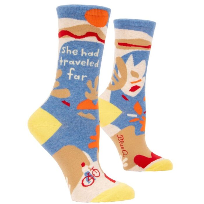 She Had Traveled Far Womens Crew Socks BlueQ at GetBullish