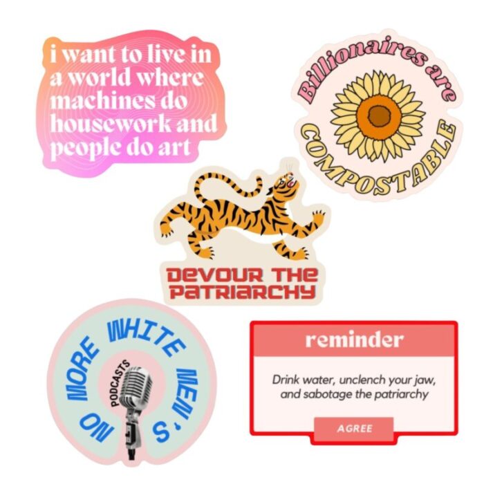 Snarky Feminist Vinyl Stickers Weatherproof Water Bottle Decals 5 Pack 18