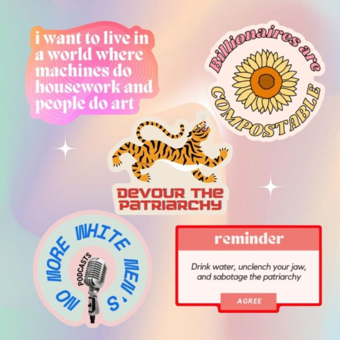 Snarky Feminist Vinyl Stickers Weatherproof Water Bottle Decals 5 Pack